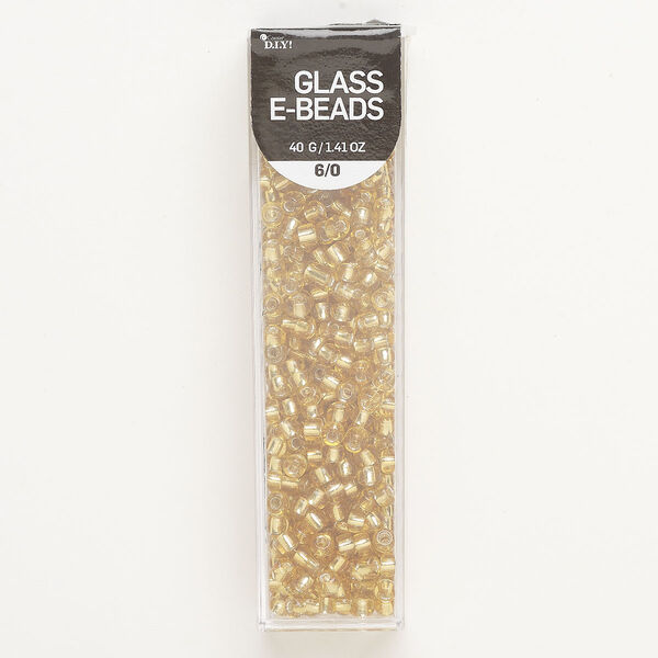 Bead, glass, pkg/40g, silver-lined translucent topaz, #6 round. image number 0