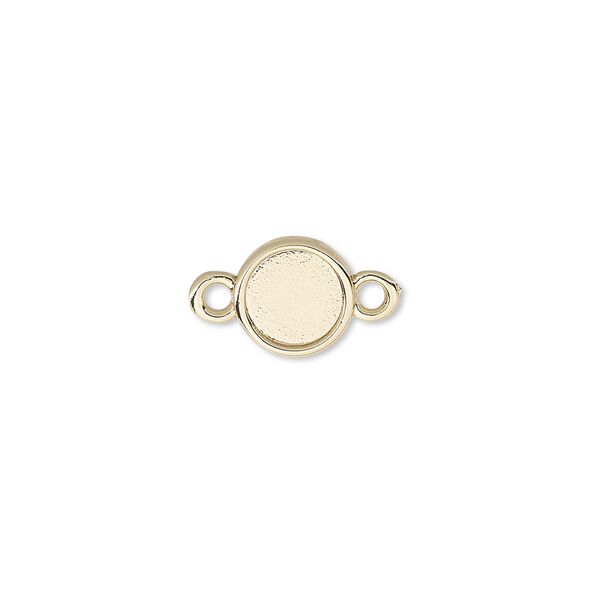 Link, Almost Instant Jewelry®, gold-plated "pewter" (zinc-based alloy), 9mm flat round with SS34 rose setting. Sold per pkg of 2. image number 0
