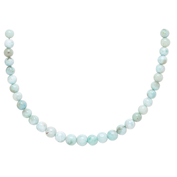 Larimar 1pkg1, hand-cut round bead natural B grade, 8 inch graduated 6-8mm image number 0