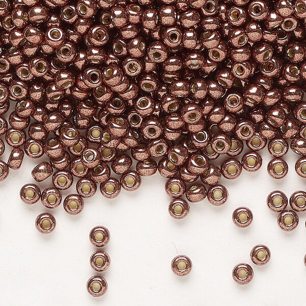 Seed bead, Miyuki, glass, pkg/50g, #8 rocaille, Duracoat® opaque galvanized dark mauve, (RR-4213). image number 0