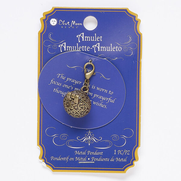 Drop, antique brass-finished "pewter" (zinc-based alloy) and steel, 15mm round with hearts design and magnetic closure with lobster claw clasp. Sold individually. image number 0