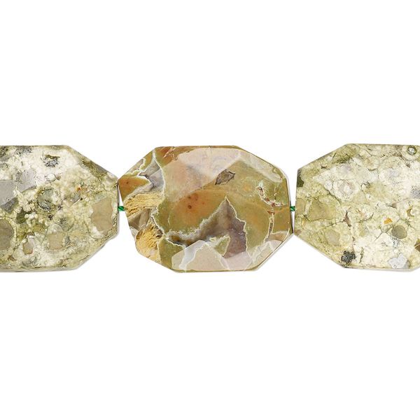 Rhyolite 1pkg1, faceted octagon bead natural 15.5-16 inch 25x20mm image number 0