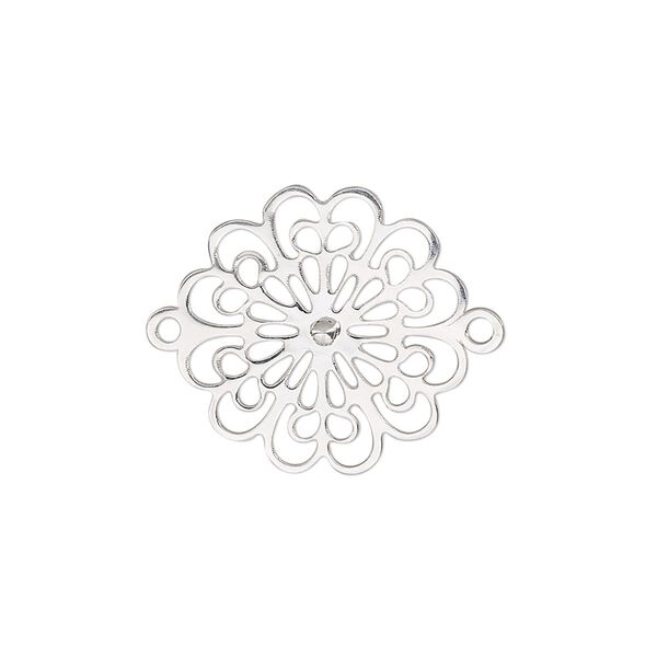 Link, sterling silver, 19.5mm single-sided flower. Sold individually. image number 0