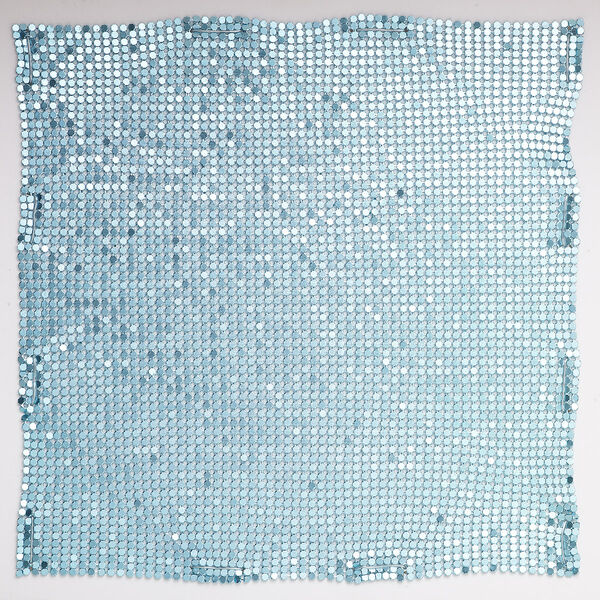 Sequin sheet, anodized aluminum, turquoise blue, 8-inch single-sided square with 3mm sequins, 1.5mm thick. Sold individually. image number 0