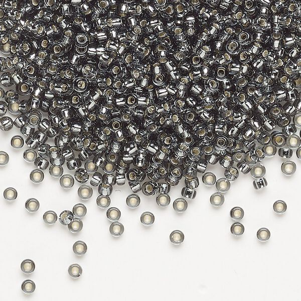 Seed bead, Miyuki, glass, pkg/25g, #11 rocaille, transparent silver-lined light grey, (RR-21). image number 0