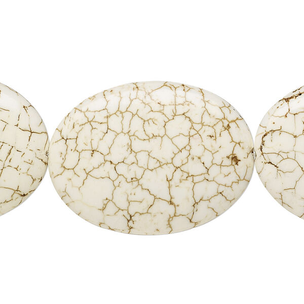 Magnesite 1pkg1, puffed oval bead 15.5-16 inch 40x30mm image number 0