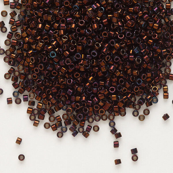 Seed bead, Delica®, glass, pkg/250g, #11 round, opaque metallic gold iris dark copper (DB-1002). image number 0