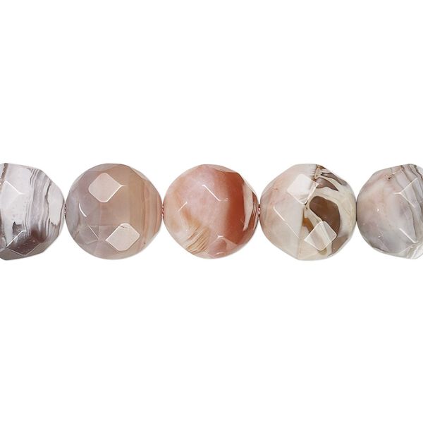 Pink botswana agate 1pkg1, faceted round bead natural 15.5-16 inch 10mm image number 0