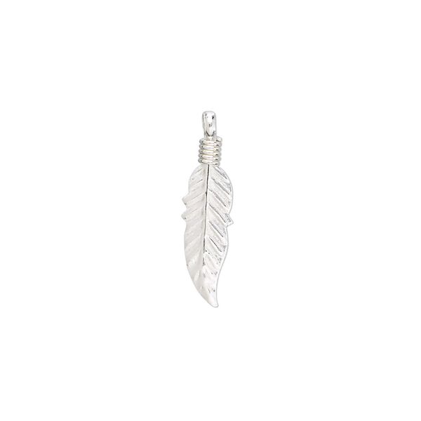 Charm, sterling silver, 18x5mm feather. Sold per pkg of 4. image number 0