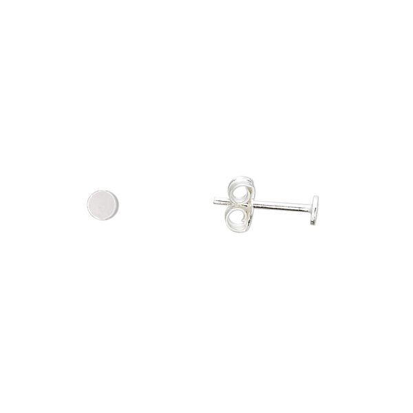 Earstud 1pkg10 sterling silver, 3mm flat pad / earnuts, 5 pair image number 0