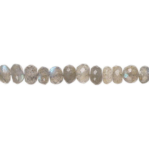 Labradorite 1pkg1, hand-cut faceted rondelle bead natural 8 inch 5x3mm-6x4mm image number 0