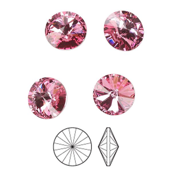 Chaton 144pk rose foil back, Preciosa MAXIMA Czech crystal rhinestone 10.54-10.91mm rivoli SS47 image number 0