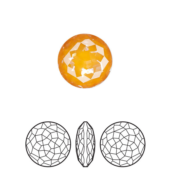 Round stone 48pk crystal mango ignite LacquerPRO, Swarovski® 14mm fancy round 1383 image number 0