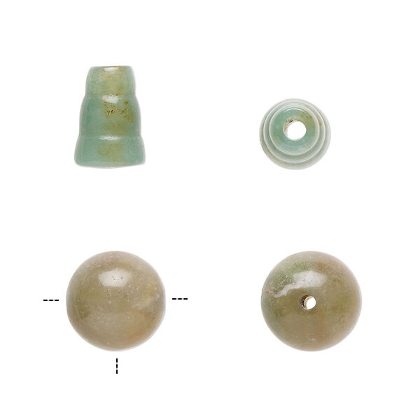 Fancy jasper 2pkg2, T-drilled round / cone bead natural 10mm / 9x7mm image number 0