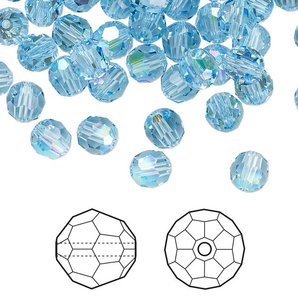 Bead 360pk aquamarine shimmer, Swarovski® 6mm round 5000 image number 0