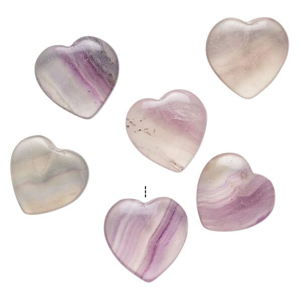 Rainbow fluorite 1pkg6, half-drilled puffed heart drop natural 15-16mm image number 0