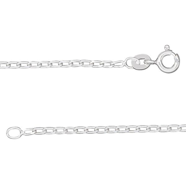Chain, sterling silver, 3x1.7mm diamond-cut long curb, 36 inches. Sold individually. image number 0