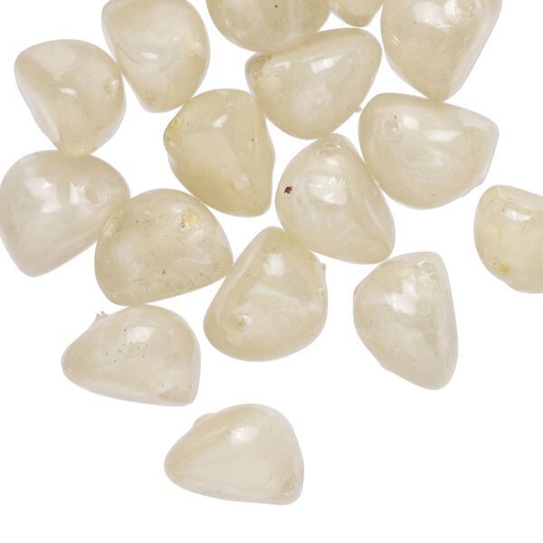 Bead, coated acrylic, translucent ivory and white, large pebble with swirl design. Sold per pkg of 24. image number 0