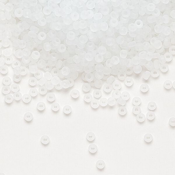 Seed bead, Miyuki, glass, pkg/25g, #11 rocaille, translucent matte crystal clear, (RR-131F). image number 0