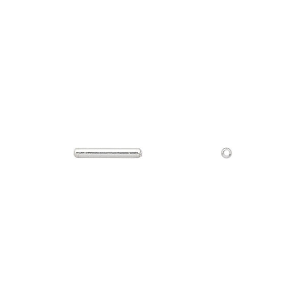 Bead, silver-plated brass, 10x1.5mm tube. Sold per pkg of 100. image number 0