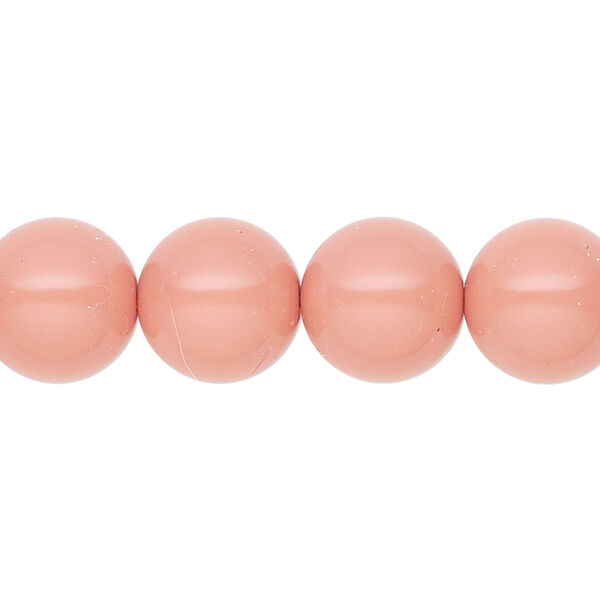 Pearl 10pk salmon rose, Preciosa Czech crystal 12mm round image number 0