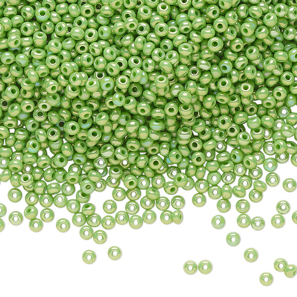 Seed bead, Preciosa Ornela Czech glass, pkg/500g, #11 rocaille, opaque rainbow mint green, (54230). image number 0