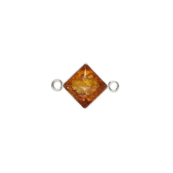 Baltic amber / sterling silver 1pkg2, diamond link 11mm image number 0