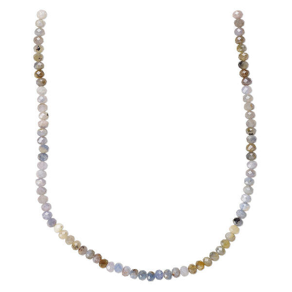 Bead, multi-sapphire (heated), 5x4mm hand-cut faceted rondelle with 0.4-1.4mm hole, C+ grade, Mohs hardness 9. Sold per 12-inch strand. image number 0