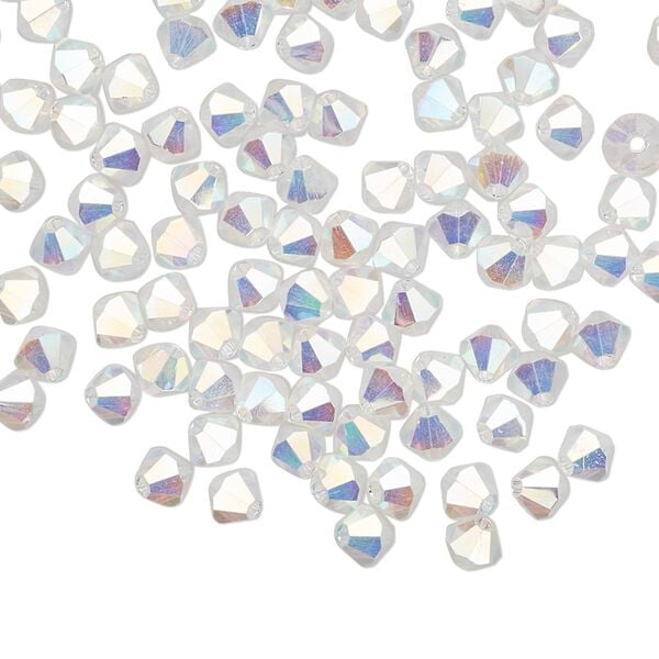 Bead 48pk crystal AB 2X, Preciosa Czech crystal 4mm bicone image number 0