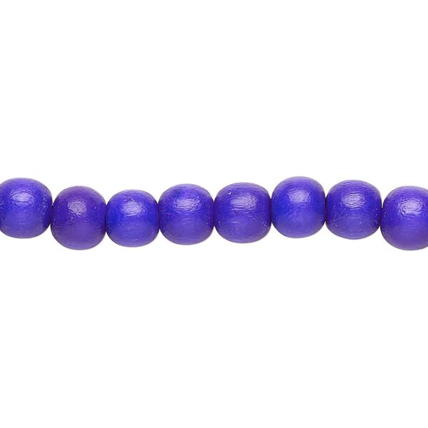 Bead, Taiwanese cheesewood (dyed / waxed), cobalt, 5-6mm round. Sold per pkg of (2) 15-1/2" to 16" strands. image number 0