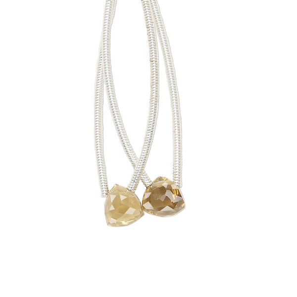 Champagne quartz 1pkg2, hand-cut top-drilled faceted trillion bead 6x6mm image number 0