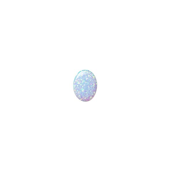 Cabochon, "opal" (silica and epoxy) (man-made), light blue, 8x6mm calibrated oval. Sold individually. image number 0