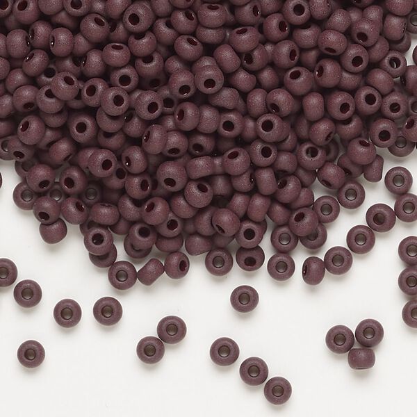 Seed bead, Preciosa Ornela Czech glass, pkg/50g, #8 rocaille, opaque matte dark brown, (13780). image number 0