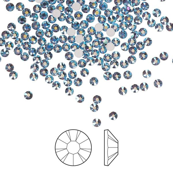 Flat back 1440pk denim blue AB foil back, Preciosa MAXIMA Czech crystal rhinestone 2.1-2.3mm chaton rose round SS7 image number 0