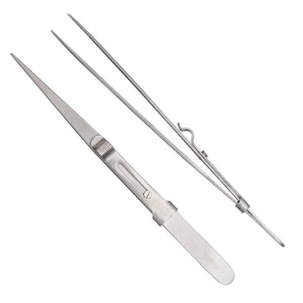 Tweezers, stainless steel, 6 inches with lock. Sold individually. image number 0