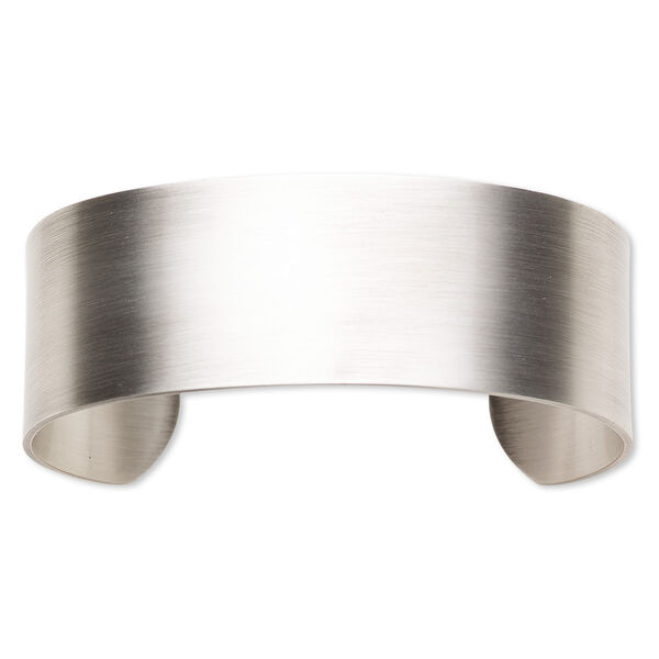Bracelet component, cuff, antique silver-plated steel, 1-inch wide, adjustable from 7-1/2 to 8 inches. Sold individually. image number 0