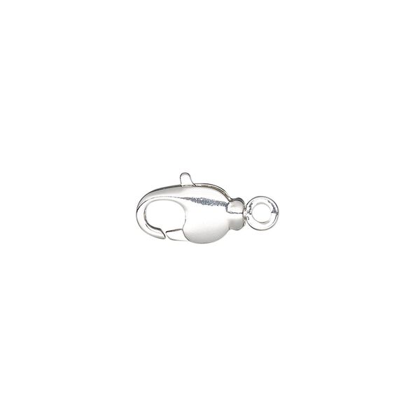 Clasp, lobster claw, silver-plated brass and steel, 11.5x6mm with swivel. Sold per pkg of 10. image number 0