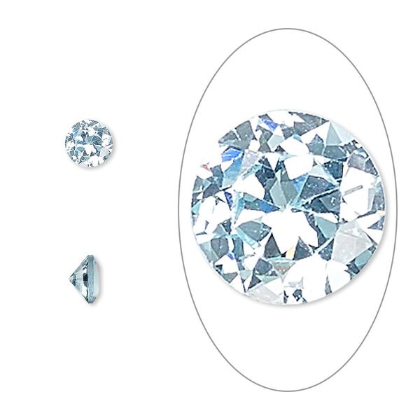 Gem, cubic zirconia, aqua blue, 5mm faceted round, Mohs hardness 8-1/2. Sold per pkg of 2. image number 0