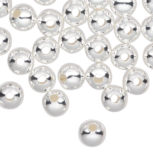 Bead, silver-plated steel, 8mm round. Sold per pkg of 100. image number 0