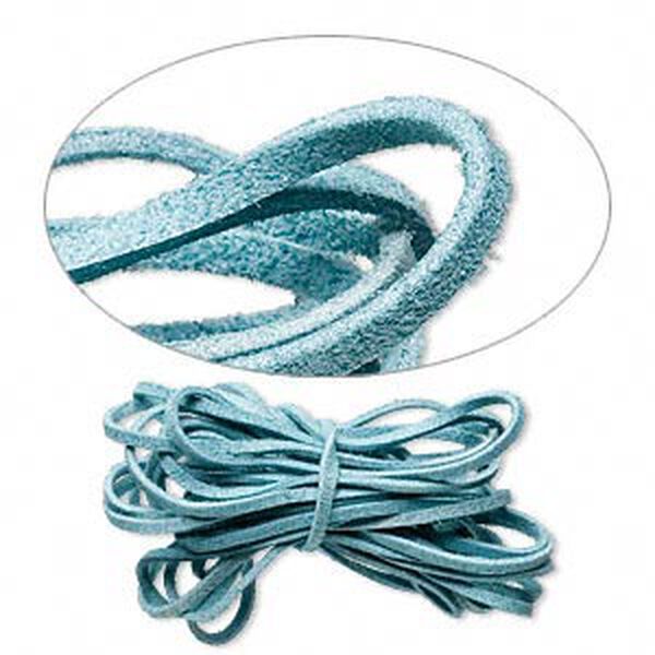 Cord, faux suede lace, turquoise blue, 3mm. Sold per pkg of 5 yards. image number 0