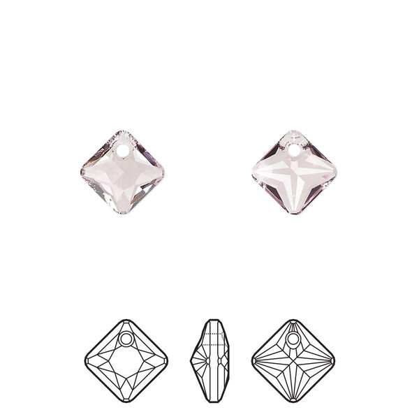 Drop 4pk light amethyst, Crystal Passions® 9mm pendant princess cut 6431 image number 0