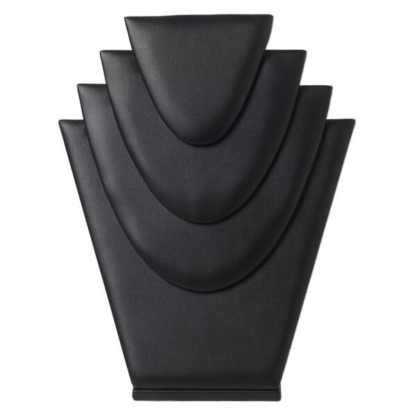 Display, chain and necklace, leatherette, black, 8 x 6-3/4 x 3-1/2 inches. Sold individually. image number 0