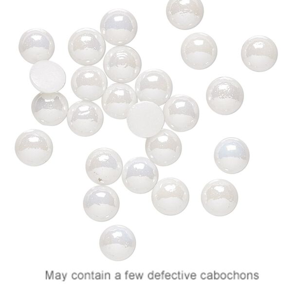 Cabochon, glass pearl, white luster, 5-6mm non-calibrated round. Sold per pkg of 25. image number 0