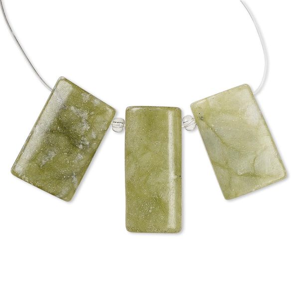 Jungle "jasper" 1pkg3, puffed flat-back rectangle drop natural 29x16mm-30x21mm / 35x16mm-36x18mm image number 0