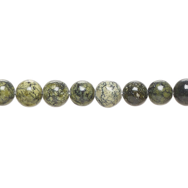 Russian serpentine 1pkg1, round bead natural 15 inch 5-8mm image number 0