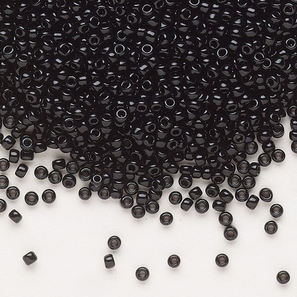 Seed bead, Dyna-Mites™, glass, pkg/40g, #11 round, opaque black, (748 11/0 RR). image number 0