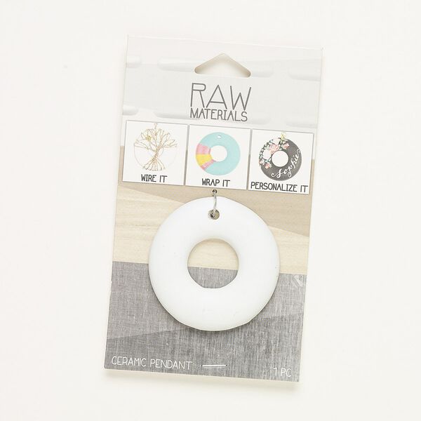 Focal, porcelain, white, 47mm donut. Sold individually. image number 0