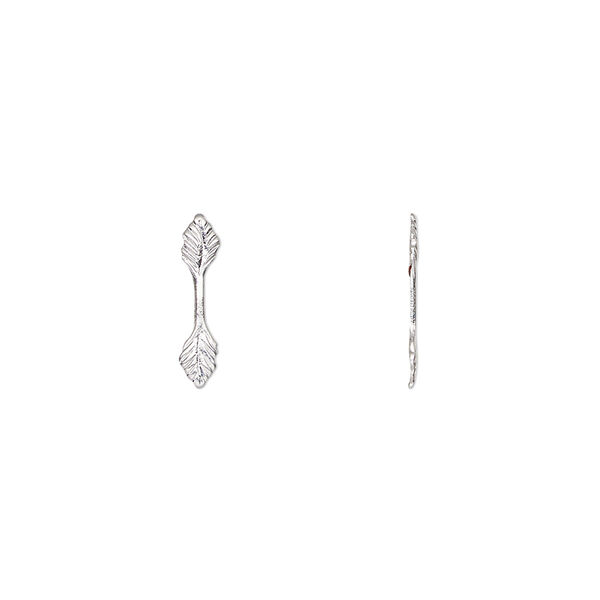 Bail, fold-over, nickel-plated brass, 13x3mm double leaf with 6.5mm grip length. Sold per pkg of 100. image number 0