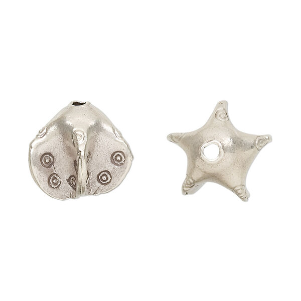 Bead, Hill Tribes, antiqued fine silver, 14x14mm star. Sold individually. image number 0