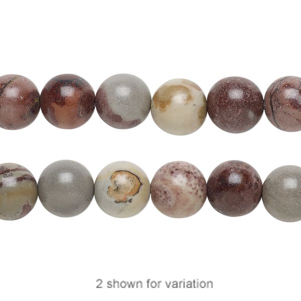 Limestone 1pkg1, round bead natural 15.5-16 inch Crazy Horse™ stone 8mm image number 0